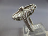 ANTIQUE LARGE .85CT DIAMOND 14KT WHITE GOLD 3D FILIGREE FLORAL FUN RING #28141