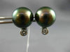 ESTATE .15CT DIAMOND & AAA TAHITIAN PEARL 14K WHITE GOLD 3D ETOILE STUD EARRINGS