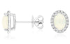 1.19CT DIAMOND & AAA OPAL 14KT WHITE GOLD OVAL & ROUND HALO FLOWER STUD EARRINGS