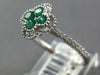 .43CT DIAMOND & AAA EMERALD 18KT WHITE GOLD ROUND 4 LEAF CLOVER FLOWER LOVE RING