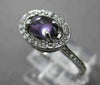 ANTIQUE 1.30CT DIAMOND & AAA AMETHYST 14KT WHITE GOLD 3D OVAL CABACHON FUN RING
