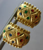 Wide Multi Color Enaeml 14Kt Yellow Gold Diamond Cut Fun Huggie Earrings #27894