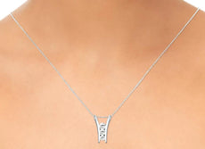 1.0CT DIAMOND 14K WHITE GOLD ROUND 3 STONE JOURNEY CHANNEL LOVE FLOATING PENDANT