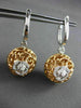ANTIQUE 5.16CT DIAMOND 18KT TWO TONE GOLD FILIGREE DOUBLE SIDED HANGING EARRINGS