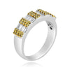 WIDE .96CT WHITE & FANCY YELLOW DIAMOND 18KT WHITE GOLD 3D BAGUETTE & ROUND RING