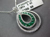 .78CT DIAMOND & AAA EMERALD 18KT WHITE GOLD 3D DOUBLE TEAR DROP FLOATING PENDANT