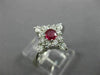 ESTATE LARGE .61CT DIAMOND & AAA RUBY 14KT WHITE GOLD CLASSIC SQUARE FLOWER RING