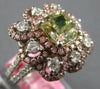 LARGE GIA 3.42CT WHITE PINK & GREEN DIAMOND 18KT 2 TONE GOLD 3D ENGAGEMENT RING