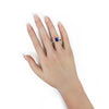 2.96CT DIAMOND & AAA SAPPHIRE 18KT WHITE GOLD 3D OVAL EMERALD CUT & ROUND RING