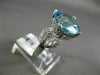 ESTATE LARGE 7.69CT DIAMOND & AAA BLUE TOPAZ 14KT WHITE GOLD 3D SQUARE RING