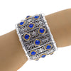 EXTRA LARGE AAA LAPIS 18KT YELLOW GOLD & 925 SILVER HANDCRAFTED BANGLE BRACELET