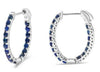 1.25CT AAA SAPPHIRE 14KT WHITE GOLD 3D INSIDE OUT LUCIDA HOOP HANGING EARRINGS
