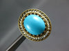ANTIQUE LARGE AAA TURQUOISE & PEARL 14K YELLOW GOLD OVAL FILIGREE EARRINGS 27292