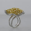 EXTRA LARGE 8.24CT WHITE & FANCY YELLOW DIAMOND 18K 2 TONE GOLD MULTI SHAPE RING