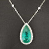 LARGE 12.27CT DIAMOND & AAA EMERALD 18KT WHITE GOLD PEAR SHAPE & ROUND NECKLACE