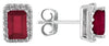 1.25CT DIAMOND & AAA RUBY 14KT WHITE GOLD 3D EMERALD CUT & ROUND SQUARE EARRINGS