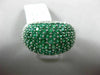ESTATE LARGE 3.65CT DIAMOND & EMERALD 14K WHITE GOLD MULTI ROW FILIGREE FUN RING