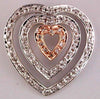 ESTATE .26CT DIAMOND 14KT WHITE & ROSE GOLD 3D MULTI HEART LOVE FLOATING PENDANT