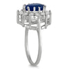 3.0CT DIAMOND & AAA SAPPHIRE 14KT WHITE GOLD OVAL & ROUND FLOWER ENGAGEMENT RING