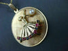 ANTIQUE LARGE 14KT YELLOW GOLD & AAA MULTI GEM FLOATING BALLERINA PENDANT #22522