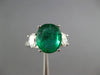 LARGE 5.07CT DIAMOND & AAA EMERALD 14K WHITE 3D GOLD OVAL ENGAGEMENT RING #27151