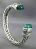 ESTATE LARGE 925 SILVER AAA GREEN AGATE 3D HANDCRAFTED BANGLE BRACELET #25476