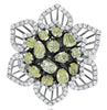 EXTRA LARGE 3.25CT WHITE & MULTI SHAPE FANCY YELLOW DIAMOND 18KT WHITE GOLD RING