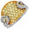 ESTATE WIDE 1.85CT WHITE & FANCY YELLOW DIAMOND 14K 2 TONE GOLD ANNIVERSARY RING