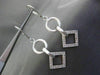 ESTATE .46CT DIAMOND 14K WHITE GOLD MATTE & SHINY CIRCLE SQUARE HANGING EARRINGS