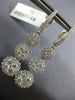 ESTATE 2.08CT DIAMOND 18K WHITE GOLD 3D FLOWER JOURNEY CLUSTER HANGING EARRINGS