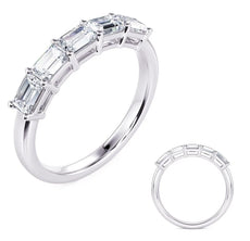 .51CT DIAMOND 14KT WHITE GOLD EMERALD CUT 5 STONE SHARED PRONG ANNIVERSARY RING