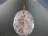 ANTIQUE EXTRA LARGE AAA PINK QUARTZ 14K YELLOW GOLD 3D HANDCARVED PENDANT #27748