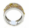 LARGE .62CT WHITE PINK & FANCY YELLOW DIAMOND 18KT TRI COLOR GOLD FILIGREE RING