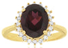 LARGE 3.36CT DIAMOND & AAA RHODOLITE 14KT YELLOW GOLD 3D HALO ENGAGEMENT RING