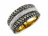 ESTATE 1.98CT WHITE & MOCHA DIAMOND 14KT YELLOW GOLD MULTI ROW ANNIVERSARY RING