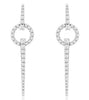 ESTATE 1.0CT DIAMOND 14KT WHITE GOLD ROUND CIRCLE OF LIFE BAR HANGING EARRINGS