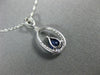 ESTATE .62CT DIAMOND & AAA SAPPHIRE 14K WHITE GOLD 3D TEAR DROP FLOATING PENDANT