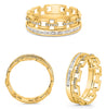 WIDE .31CT DIAMOND 14KT YELLOW GOLD ROUND & BAGUETTE MULTI SQUARE CHANNEL RING