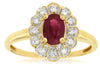 1.05CT DIAMOND & AAA RUBY 14KT YELLOW GOLD OVAL & ROUND FLOWER FILIGREE FUN RING