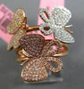 ESTATE LARGE .74CT WHITE & PINK DIAMOND 18KT WHITE & ROSE GOLD 3D BUTTERFLY RING
