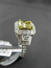 ESTATE 2.04CT GIA FANCY YELLOW DIAMOND 18K TWO TONE GOLD 3 STONE ENGAGEMENT RING