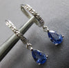 1.01CT DIAMOND & AAA SAPPHIRE 14K WHITE GOLD PEAR SHAPE & ROUND HANGING EARRINGS