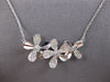ESTATE .21CT DIAMOND 14KT WHITE GOLD 3D TRIPLE FLOWER LOVE NECKLACE #28158