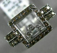 ESTATE .37CT WHITE & CHOCOLATE FANCY DIAMOND 14K WHITE GOLD SQUARE FLOATING RING