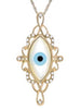 1.91CT DIAMOND & AAA MOTHER OF PEARL 14KT YELLOW GOLD 3D LUCKY EVIL EYE PENDANT