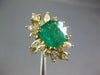 EXTRA LARGE 5.0CT DIAMOND & AAA EMERALD 14KT YELLOW GOLD 3D FLORAL COCKTAIL RING