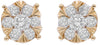 ESTATE .82CT DIAMOND 14KT YELLOW GOLD 3D ROUND FLOWER INVISIBLE STUD EARRINGS
