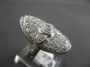 ANTIQUE LARGE 1.10CT DIAMOND 14KT WHITE GOLD FILIGREE OVAL FLORAL COCKTAIL RING