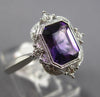 1.4CT DIAMOND & AAA AMETHYST 14K WHITE GOLD 3D EMERALD CUT FILIGREE OCTAGON RING