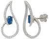 .96CT DIAMOND & AAA SAPPHIRE 14K WHITE GOLD 3D OVAL & ROUND HEART SHAPE EARRINGS